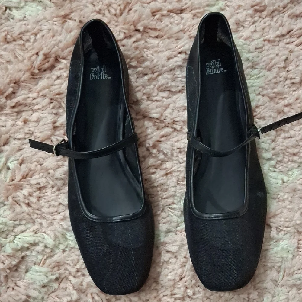 Wild Fable Black Sheer Mary Jane Flats - Picture 1 of 3